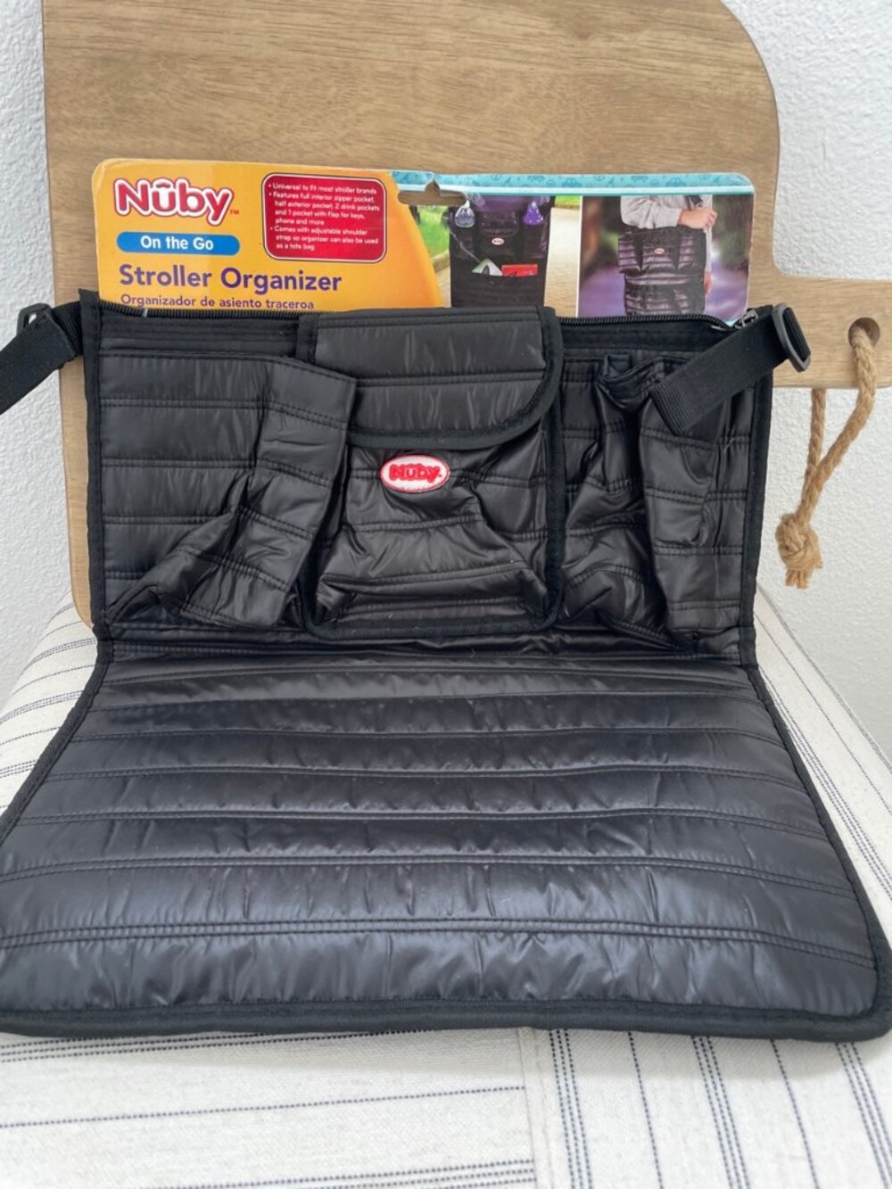 SALE! NWT Nuby On the Go Stroller Organizer Black Tote Bag Universal